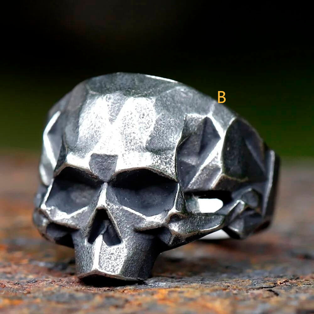 Punk Rock Vintage Skull Ring – 316L Stainless Steel Biker Jewelry for Teens
