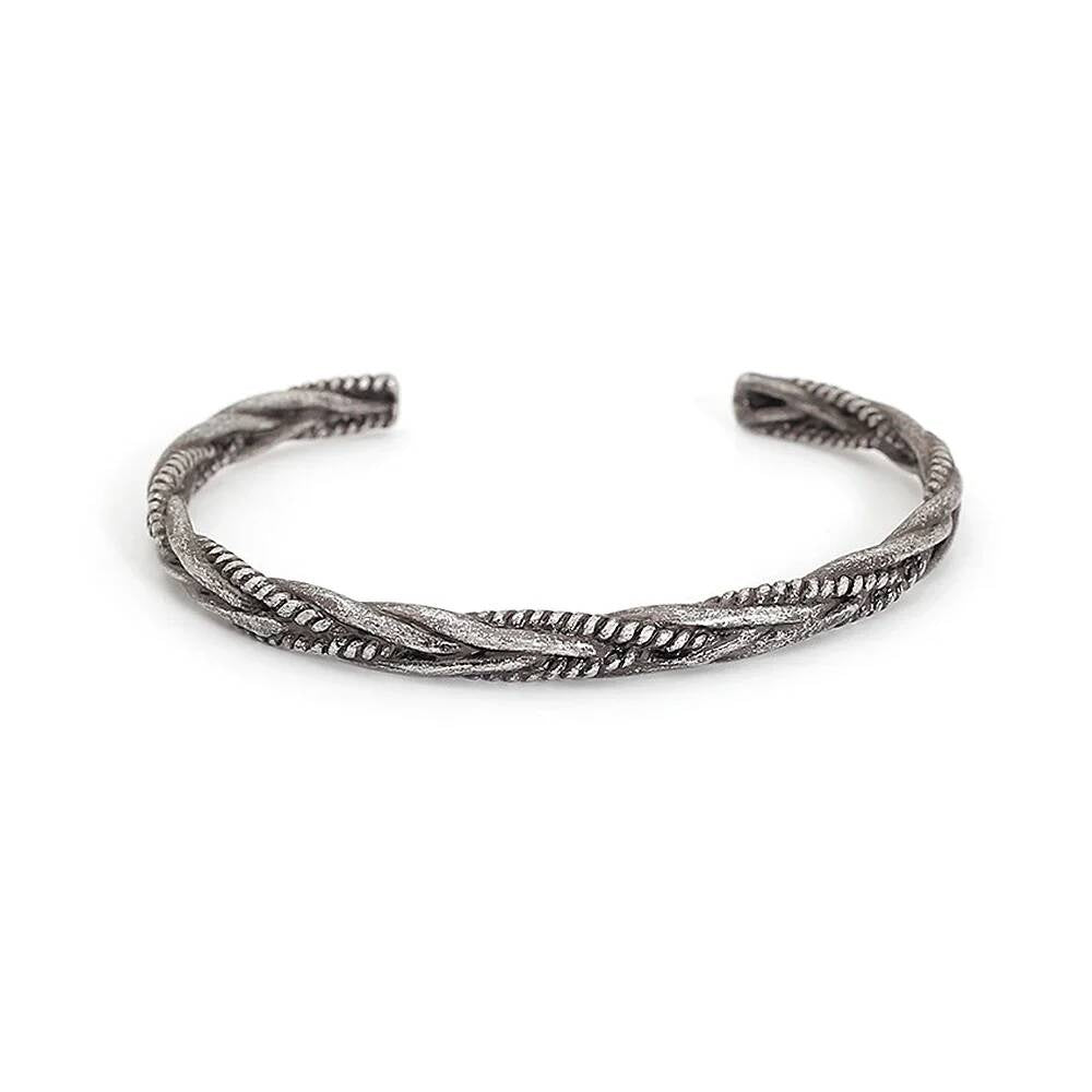 Twisted Rope Cuff Bracelet – Vintage 316L Stainless Steel Open Bangle for Men & Women Style B