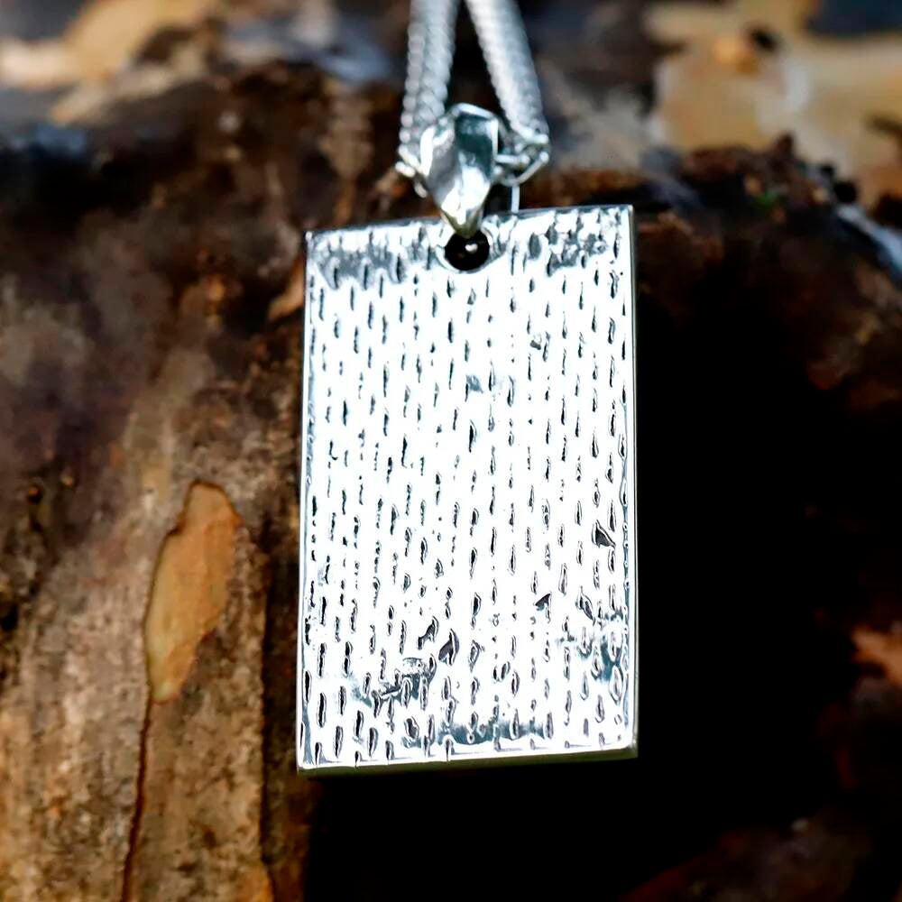 316L Stainless Steel Hooded Skull Rectangle Pendant Necklace Men