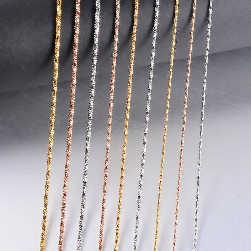 1 piece Width 0.9/1.2/1.5mm Tiny Twisted square snake Necklaces Jewelry Stainless Steel Choker Necklace For Women Collier