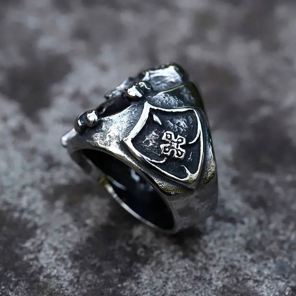 Retro Cross Skull Ring - Stainless Steel Punk Hip Hop Jewelry for Teens