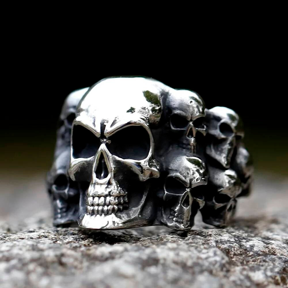 Vintage Punk Skull Ring - Gothic Stainless Steel Motorcycle Jewelry for Men steel
