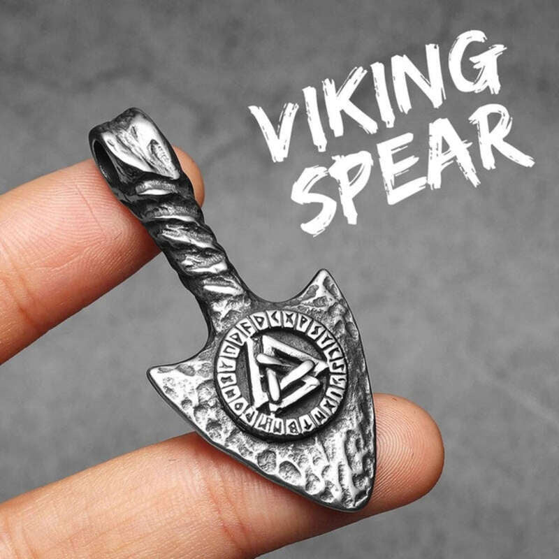 Viking Arrowhead Valknut Pendant Necklace – 316L Stainless Steel Rune Amulet N1463-Only Pendant-S