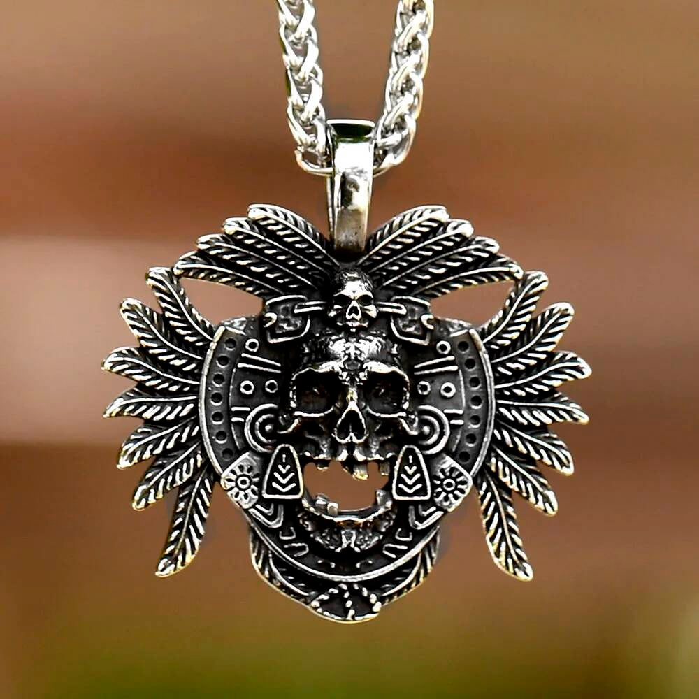 Skeletons in Coffin Pendant Necklace, Gothic Silver Jewelry with Death and Love Symbolism DZ146 CN