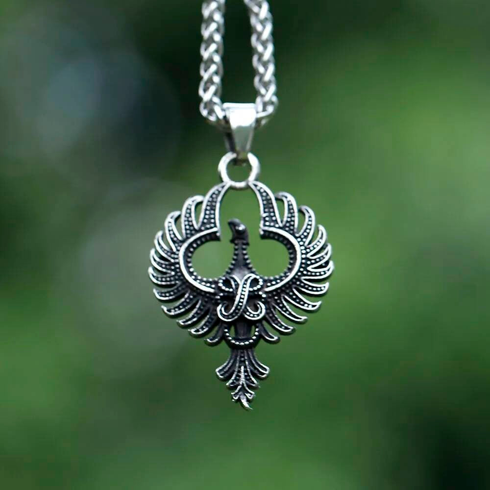 316L Stainless Steel Phoenix Bird Pendant Necklace for Men