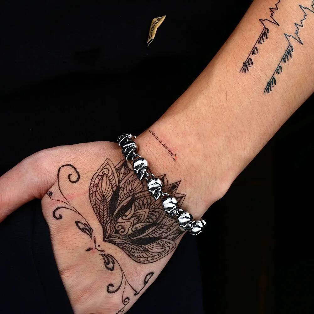 Men’s Gothic Skull Chain Bracelet – Heavy 316L Stainless Steel Punk Biker Jewelry, Rocker Style Link Bracelet