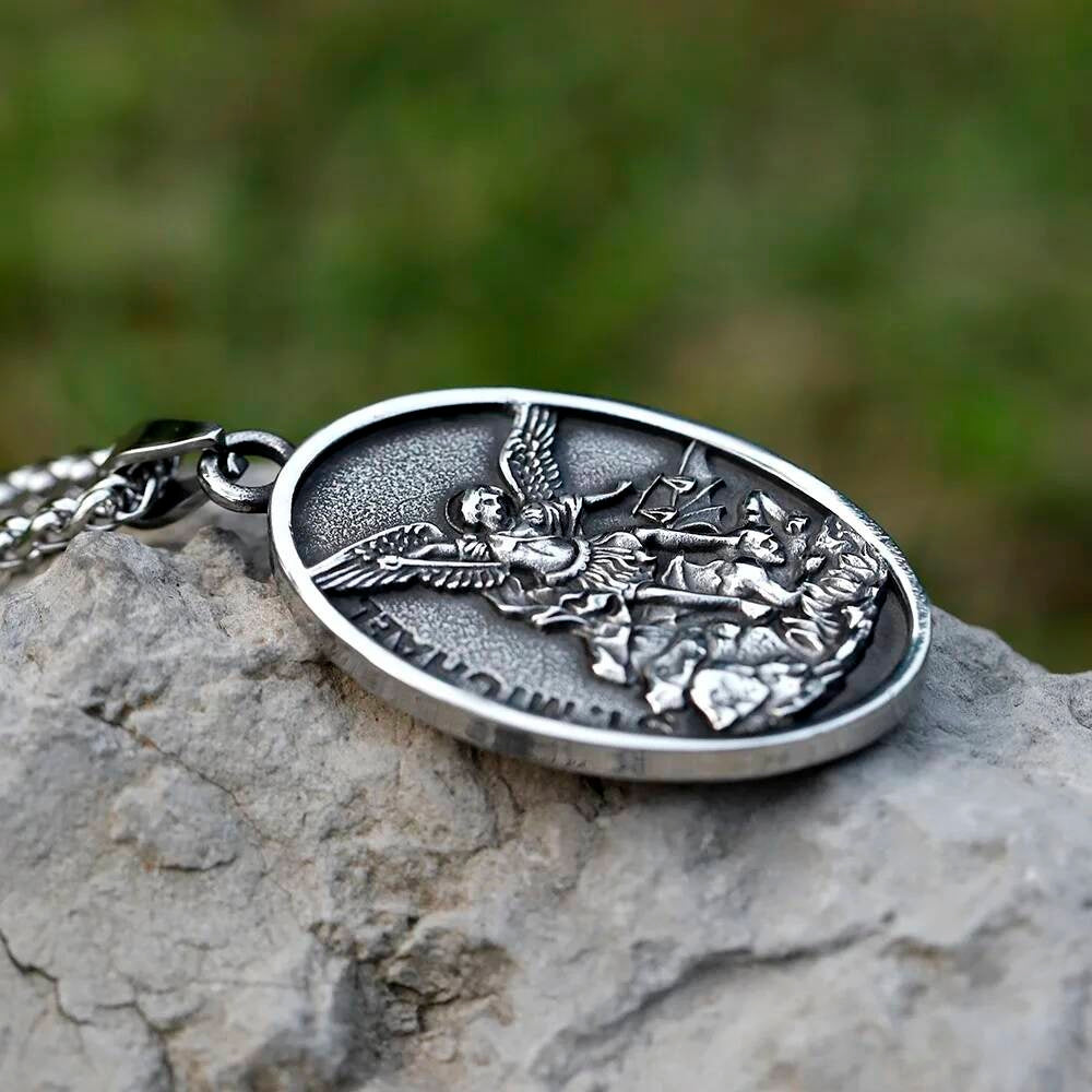 Archangel Michael Pendant Necklace – Powerful Stainless Steel Saint Michael Necklace
