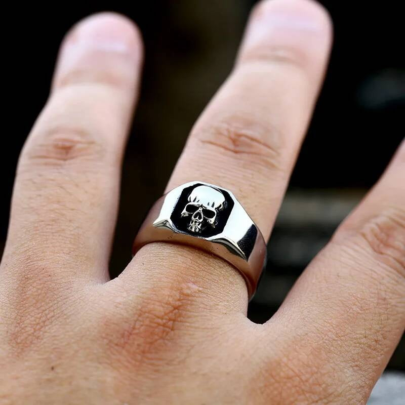 316L Stainless Steel Skull Crossbones Ring Gothic Punk Biker Jewelry