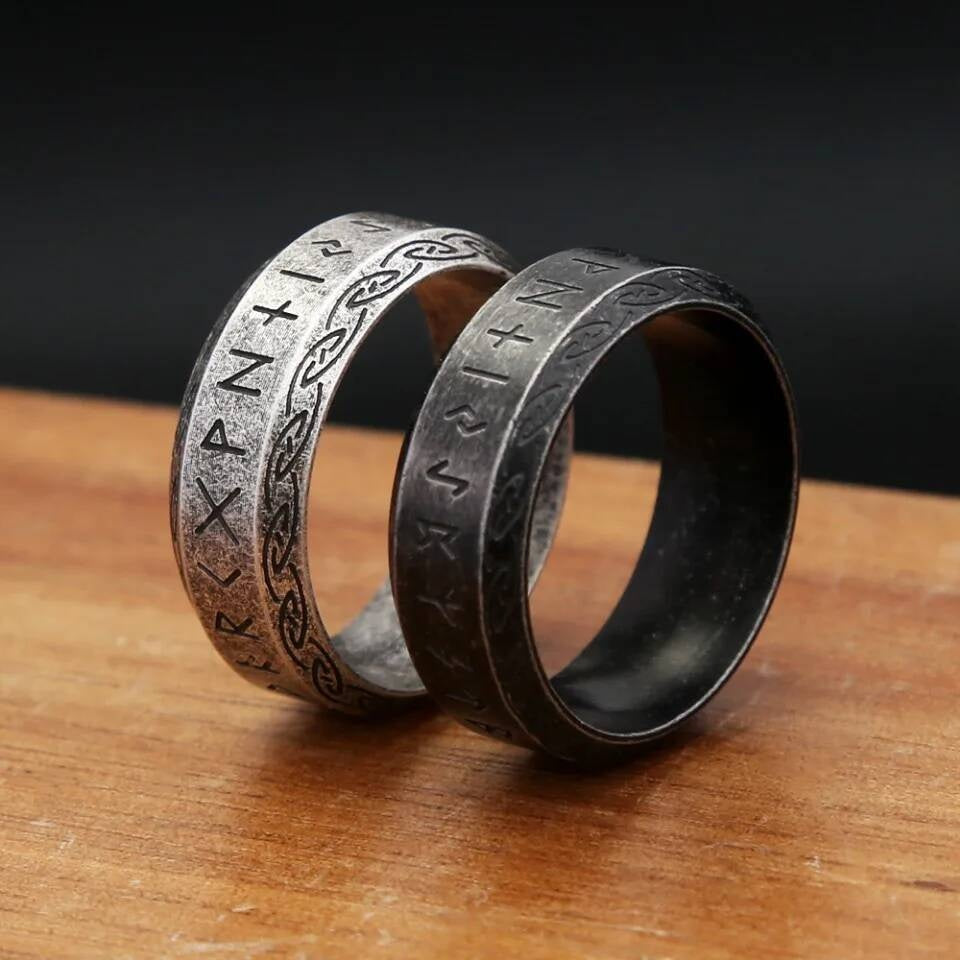 Viking Rune & Celtic Knot Ring – 316L Stainless Steel Unisex Amulet
