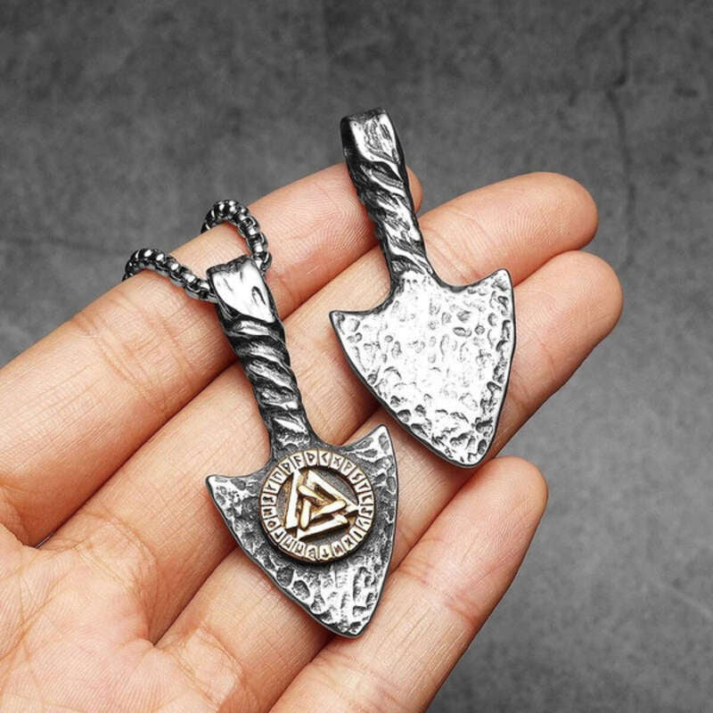 Viking Arrowhead Valknut Pendant Necklace – 316L Stainless Steel Rune Amulet