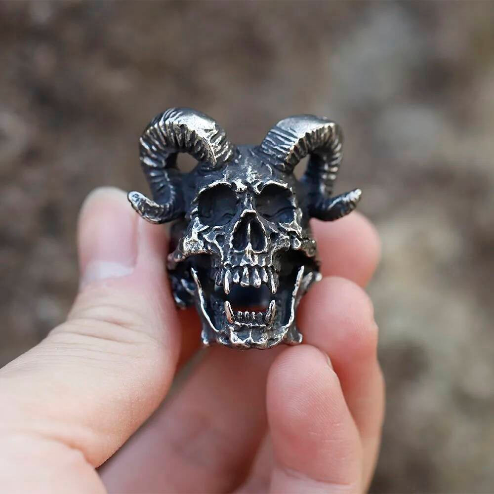 Satanic Devil Skull Ring - Vintage Steampunk Gothic Stainless Steel Jewelry