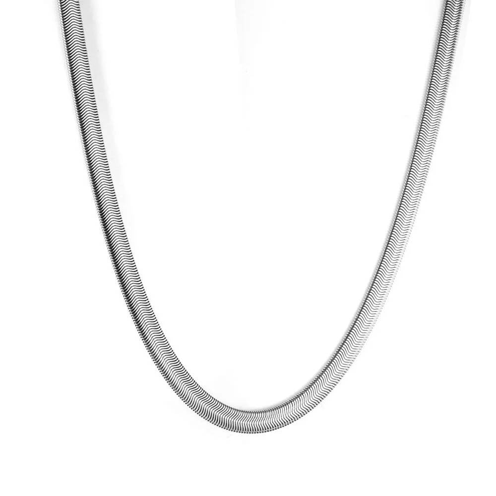 1 piece Width 4mm/6mm/8mm Chain Necklace for Men Women Stainless Steel Flat Snake Solid Chains