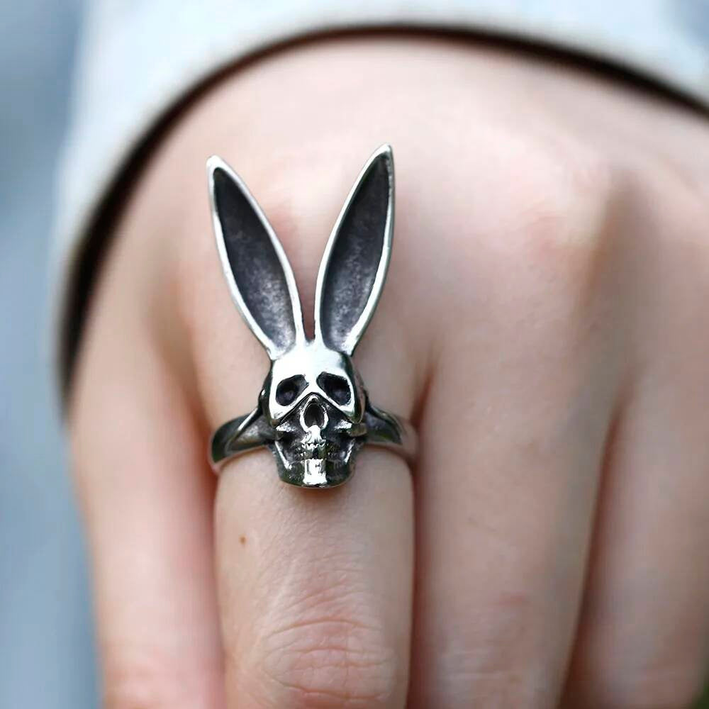 Skull Rabbit Ring - Vintage Gothic Stainless Steel Punk Jewelry for Men
