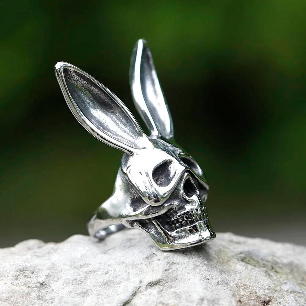 Retro Rabbit Skeleton Gothic Ring Punk Motorcycle
