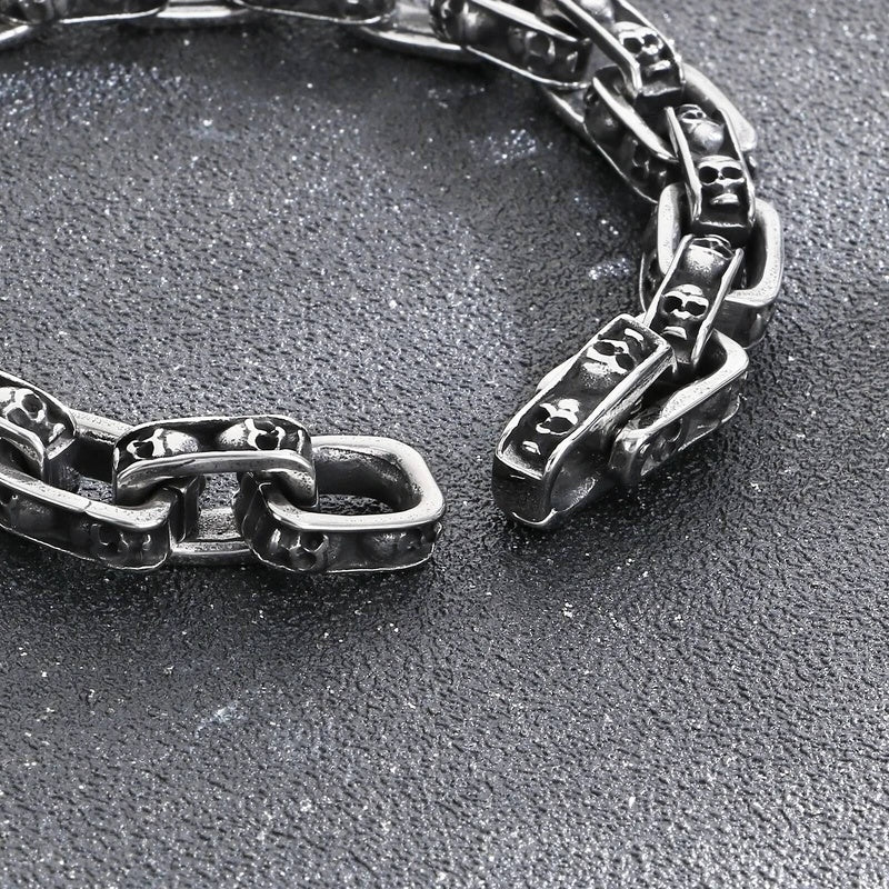 Stainless Steel 316L Skull Chain Bracelet For Men Punk Street Dancing Jewelry