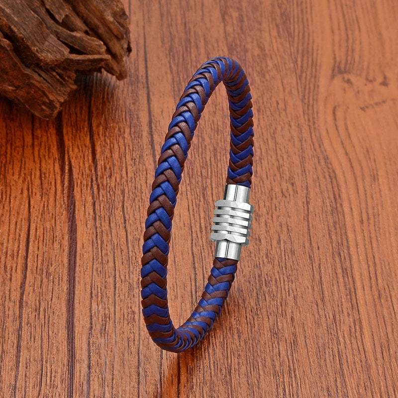 Wire Winding Link Chain Stainless Steel Man Bracelets Gold Plated Buckle Women's Hand Bracelet Classic Jewelry and Accessories White Buckle-Blue B