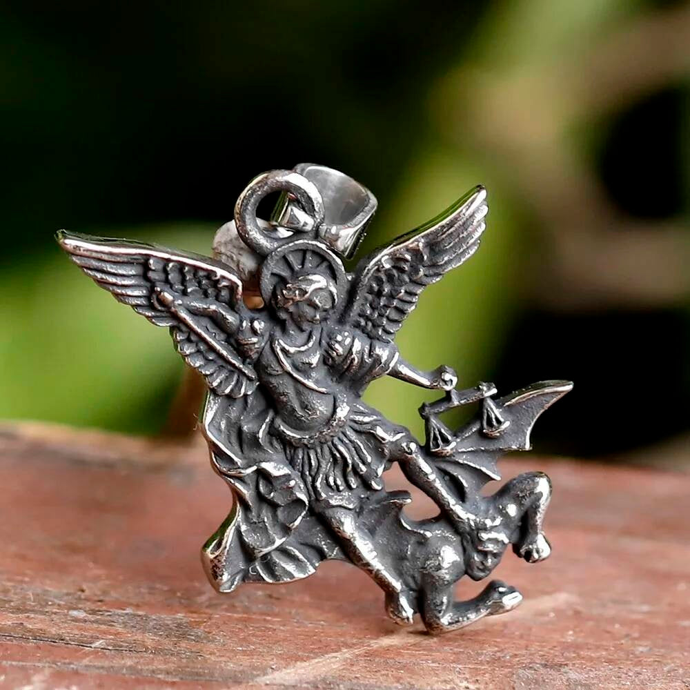 St. Michael the Archangel Pendant – Stainless Steel Guardian Angel Necklace