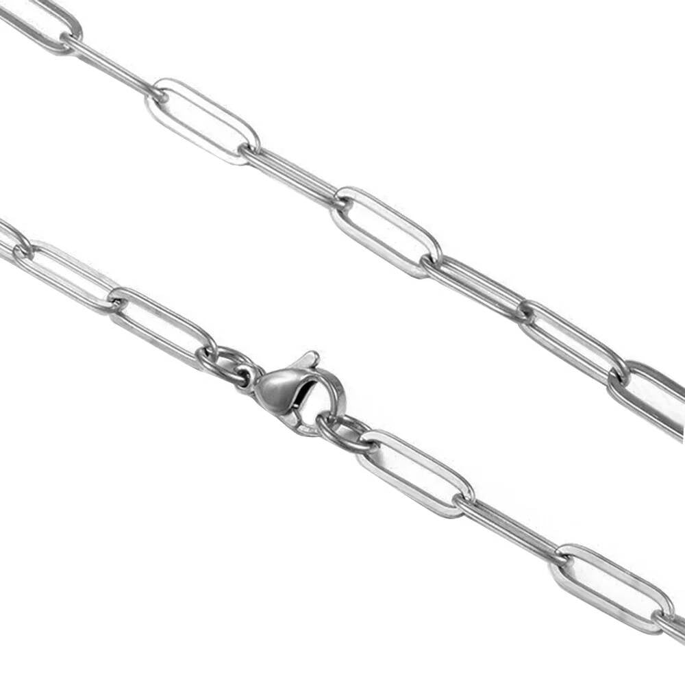1Pc Width 4mm Hip Hop Stainless Steel Flat Cable Link Chain Necklace For Men and Women