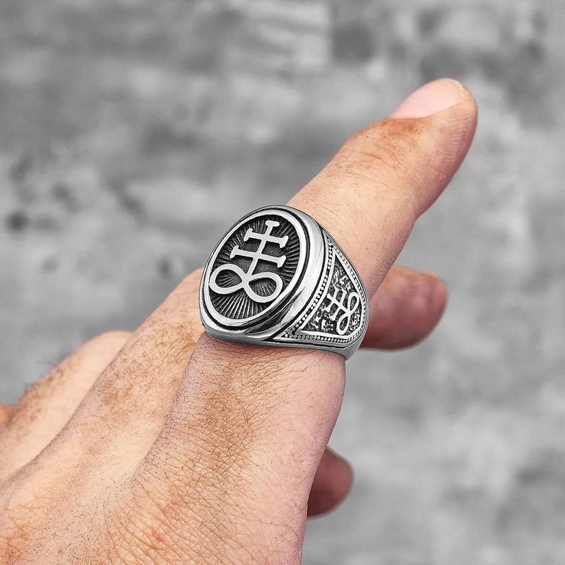 Lucifer Satan Gothic Ring 316L Stainless Steel Punk Jewelry for Men