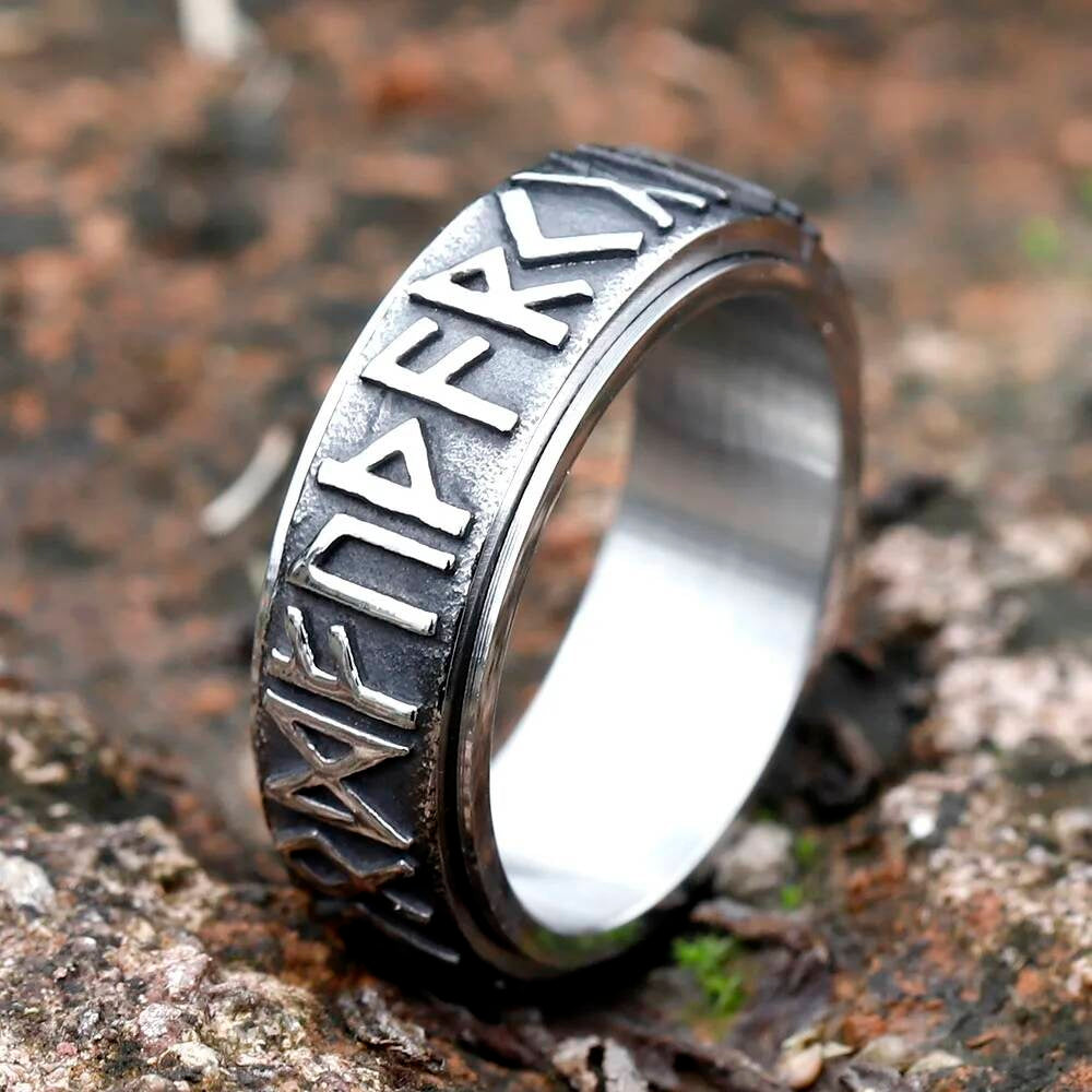 Vintage Viking Rune Ring For Men And Women - 316L Stainless Steel Odin Nordic Ring