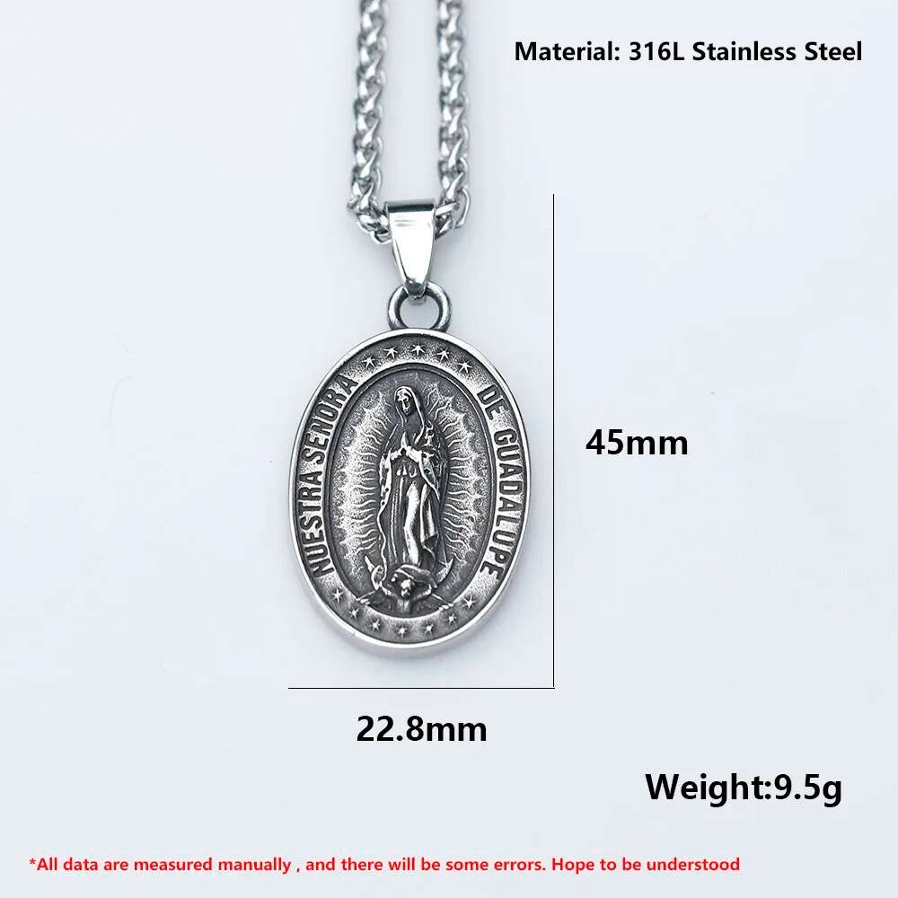 Sacred Heart of Mary Pendant Necklace - Stainless Steel Catholic Jewelry
