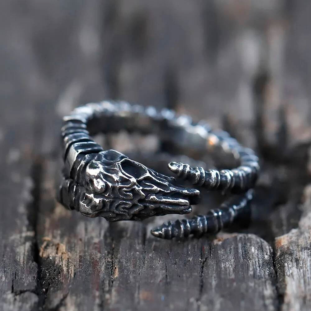 Sheep Skull Head Ring - Stainless Steel Hip Hop Punk Jewelry for Teens