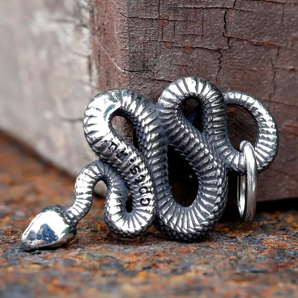 Serpent Snake Pendant Necklace – Stainless Steel Symbol of Power, Rebirth & Protection
