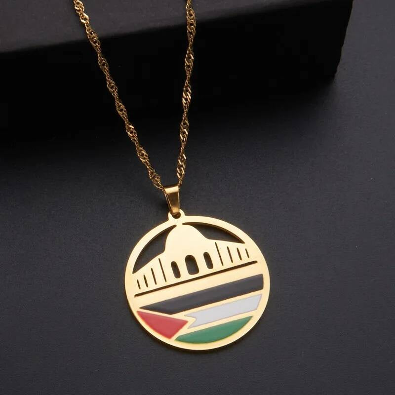 Stainless Steel Flag Pendant Necklace For Men Women Palestine Series Jewelry Accessories For Women