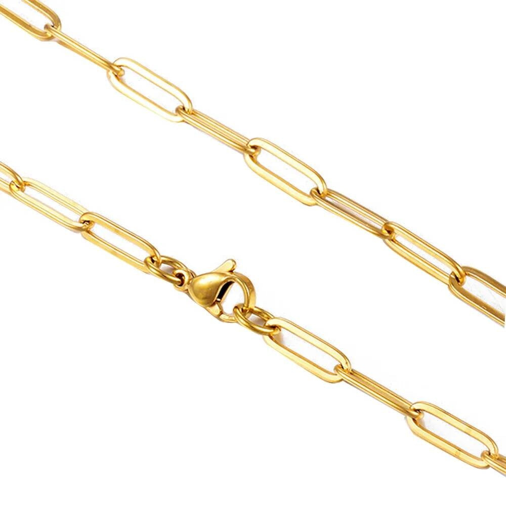 1Pc Width 4mm Hip Hop Stainless Steel Flat Cable Link Chain Necklace For Men and Women
