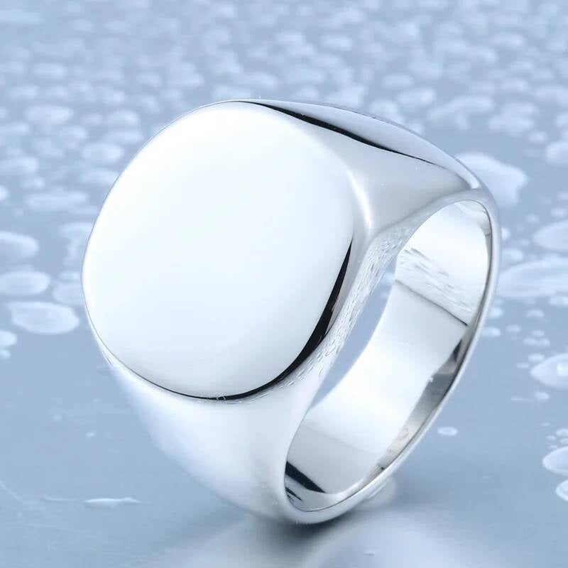 High-Polish Silver Band – 316L Stainless Steel Biker Statement Ring