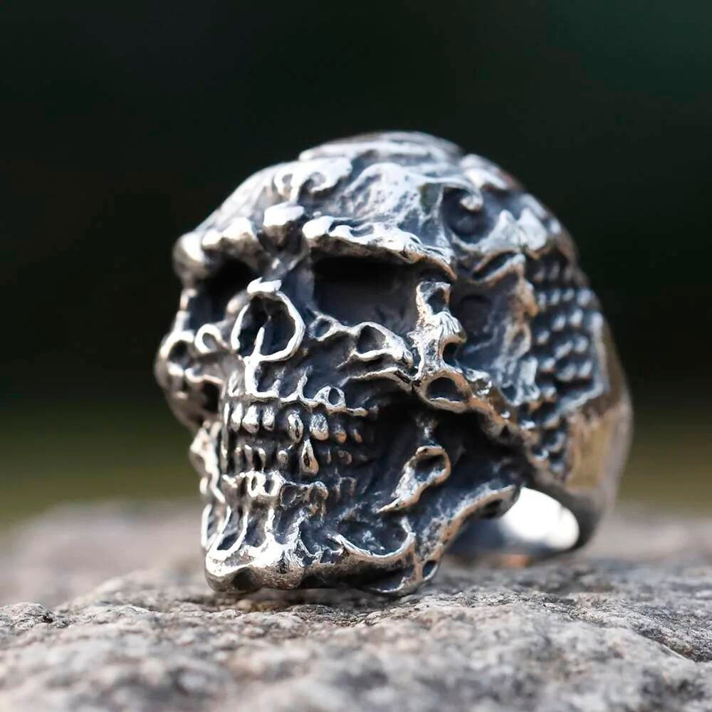 Vintage Punk Skull Ring – 316L Stainless Steel Biker Statement Band