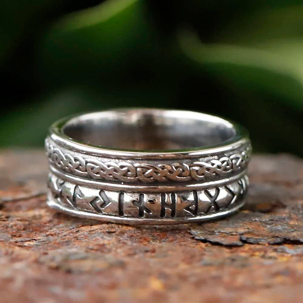 Viking Rune & Celtic Knot Ring – 316L Stainless Steel Unisex Amulet