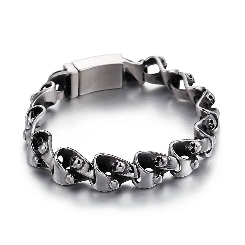 Stainless Steel 316L Bracelet Men Skull Ghost Link Chain Hand Jewelry KB80846-BD 22cm
