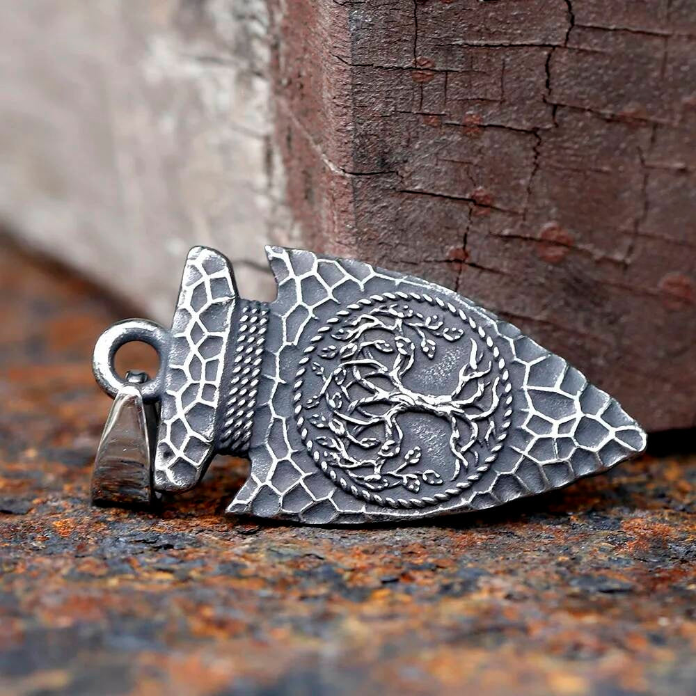 Tree of Life Shield Pendant Necklace – Stainless Steel Symbol of Strength and Growth