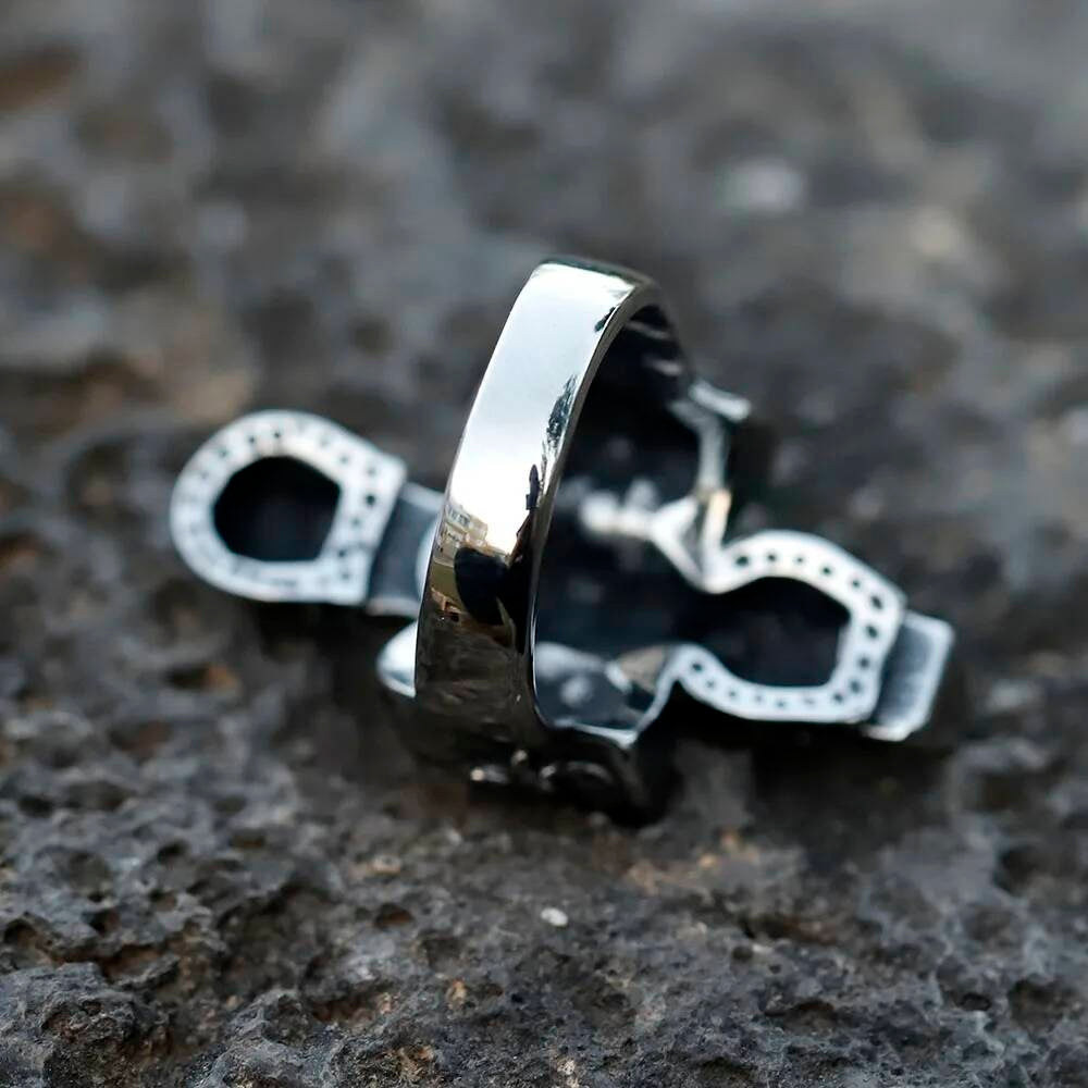 Cross & Skull Ring - Stainless Steel Gothic Punk Rock Jewelry for Men
