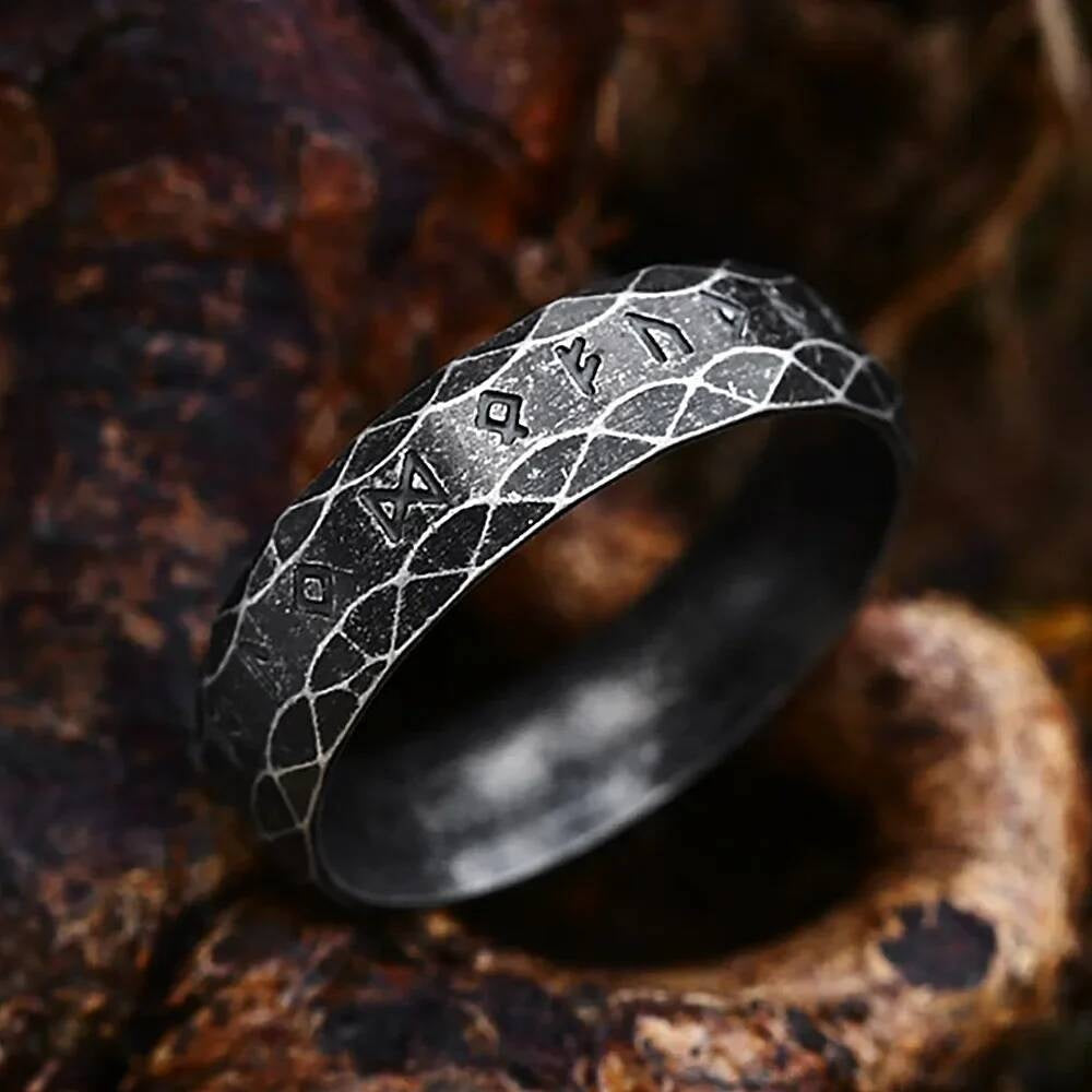 Vintage Viking Rune Ring – 316L Stainless Steel Unisex Norse Amulet Style C