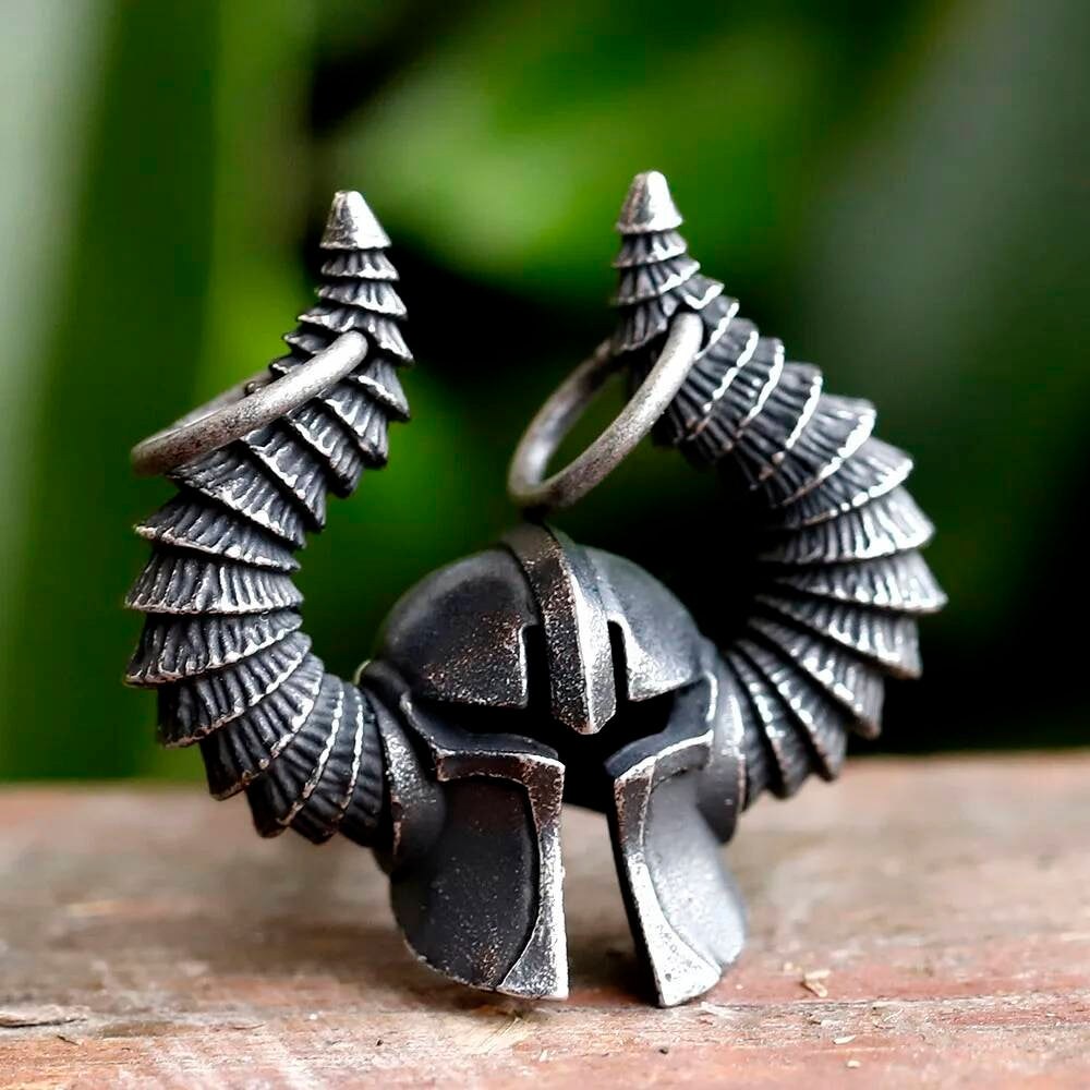 Viking Warrior Helmet Pendant – Silver Horned Helm Necklace