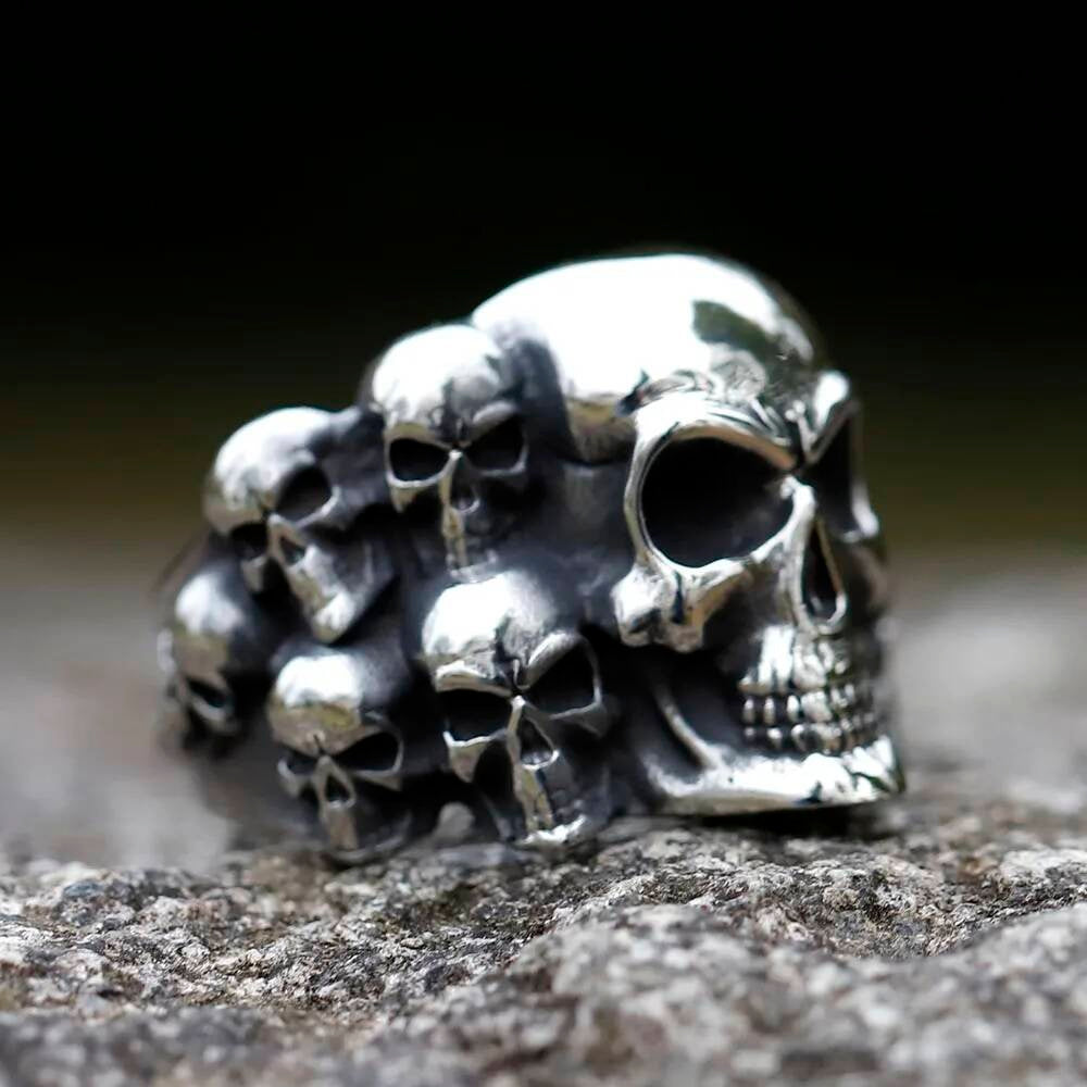 Vintage Punk Skull Ring - Gothic Stainless Steel Motorcycle Jewelry for Men