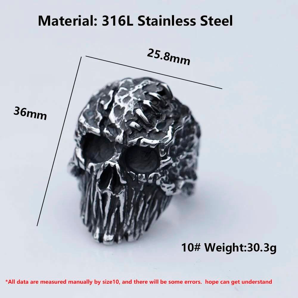 Gothic Punk Satanic Devil Skull Vintage Steampunk Men's Stainless Steel Ring