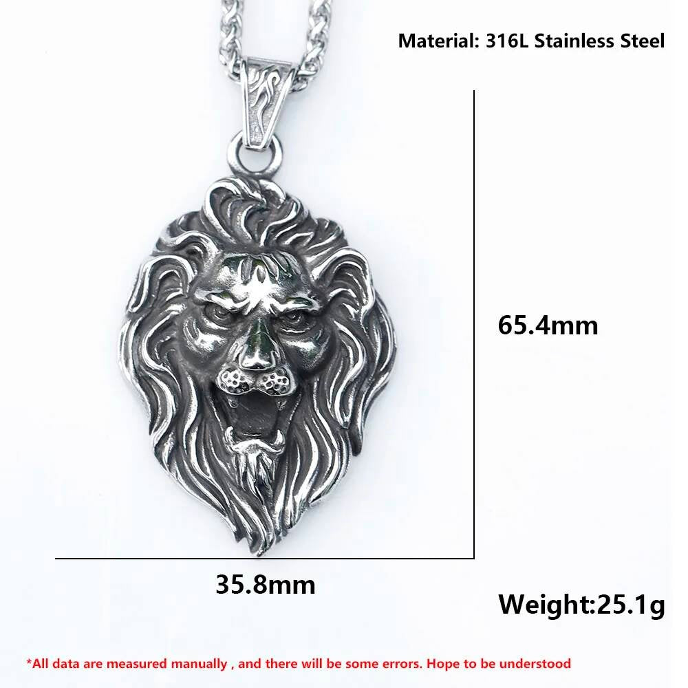 Lion Head Pendant Necklace – Bold Stainless Steel King of Beasts Jewelry