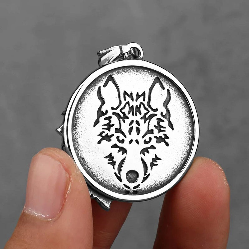 Viking Wolf Necklace Pendant For Men 3D Seal Pattern Jewelry Accessories