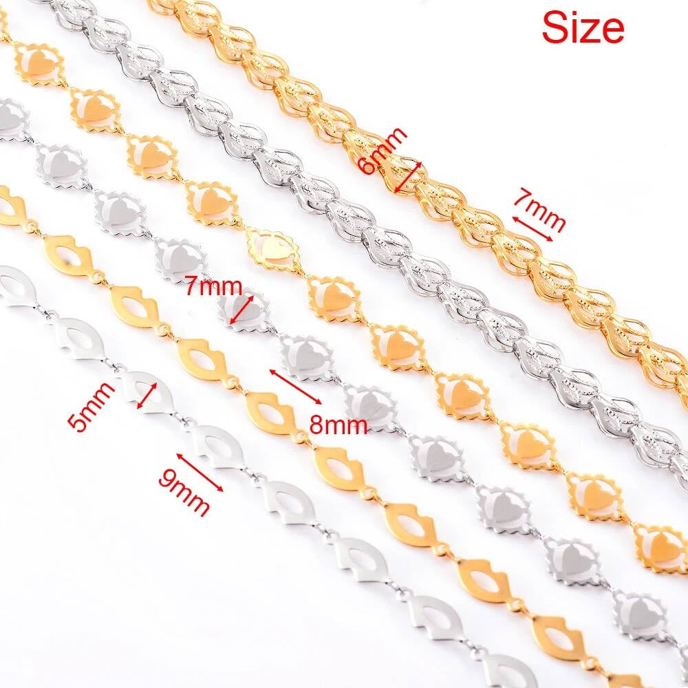 1Pc Length 21-70cm Stainless Steel Gold Color Lip Love Heart Handmade Link Chain Necklace