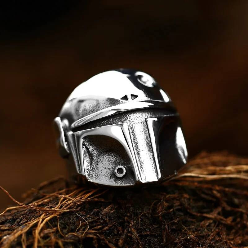 Warrior Helmet Ring – Stainless Steel Sci-Fi Armor Inspired Jewelry