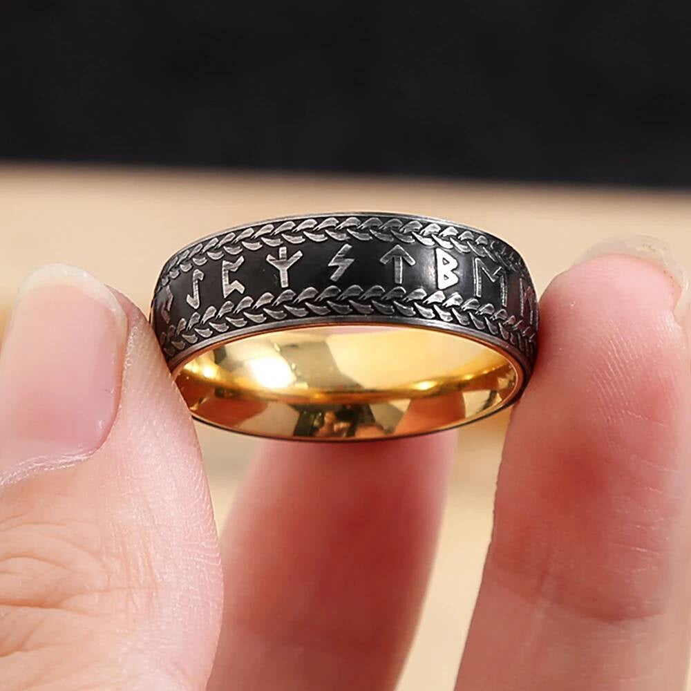 Vintage Viking Rune Ring – 316L Stainless Steel Norse Amulet (Unisex)