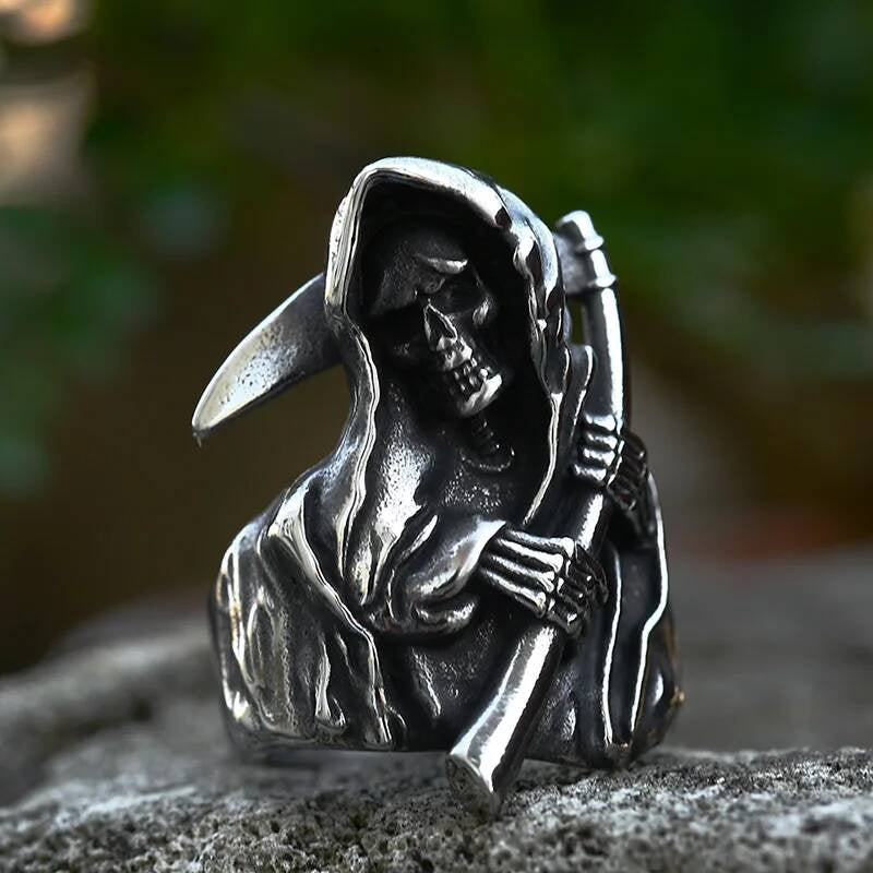 Hell Grim Reaper Skull Ring - Sons of Anarchy Style Stainless Steel Men's Jewelry BR8-930