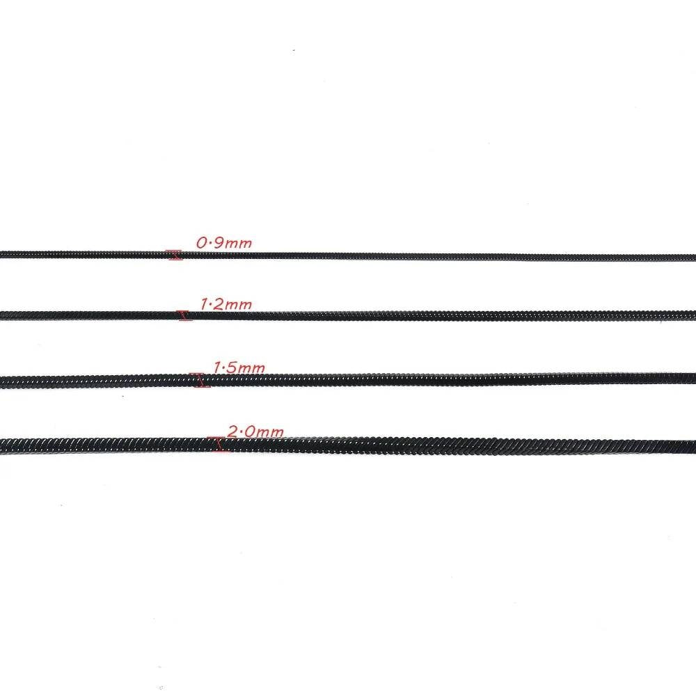 1 piece Black 316 Stainless steel Square Snake Chain Men Women Necklace Jewelry Width 0.9/1.2/1.5/2.0mm