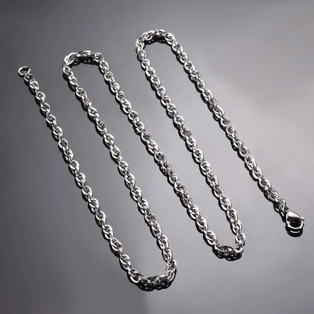 1 piece Width 3mm Stainless steel Double Cable Square Chain Men Women Necklace Jewelry Length 21-80cm Silver