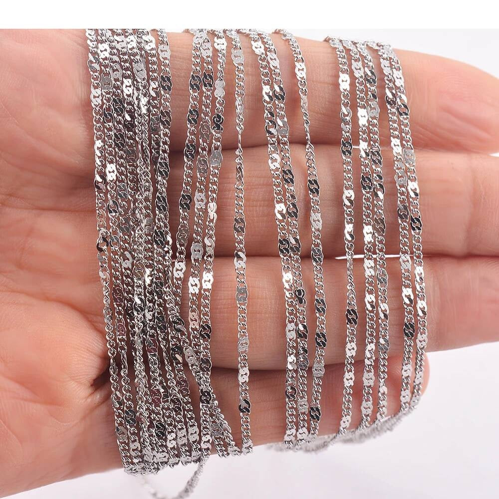 1Pc Width 1.5mm Stainless Steel Tiny Emed Bracelet Fashion Jewelry Design for Women Pendant Necklace Anklet