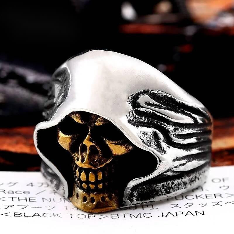 The Death Skull Ring – Vintage 316L Stainless Steel Statement Band WHITE