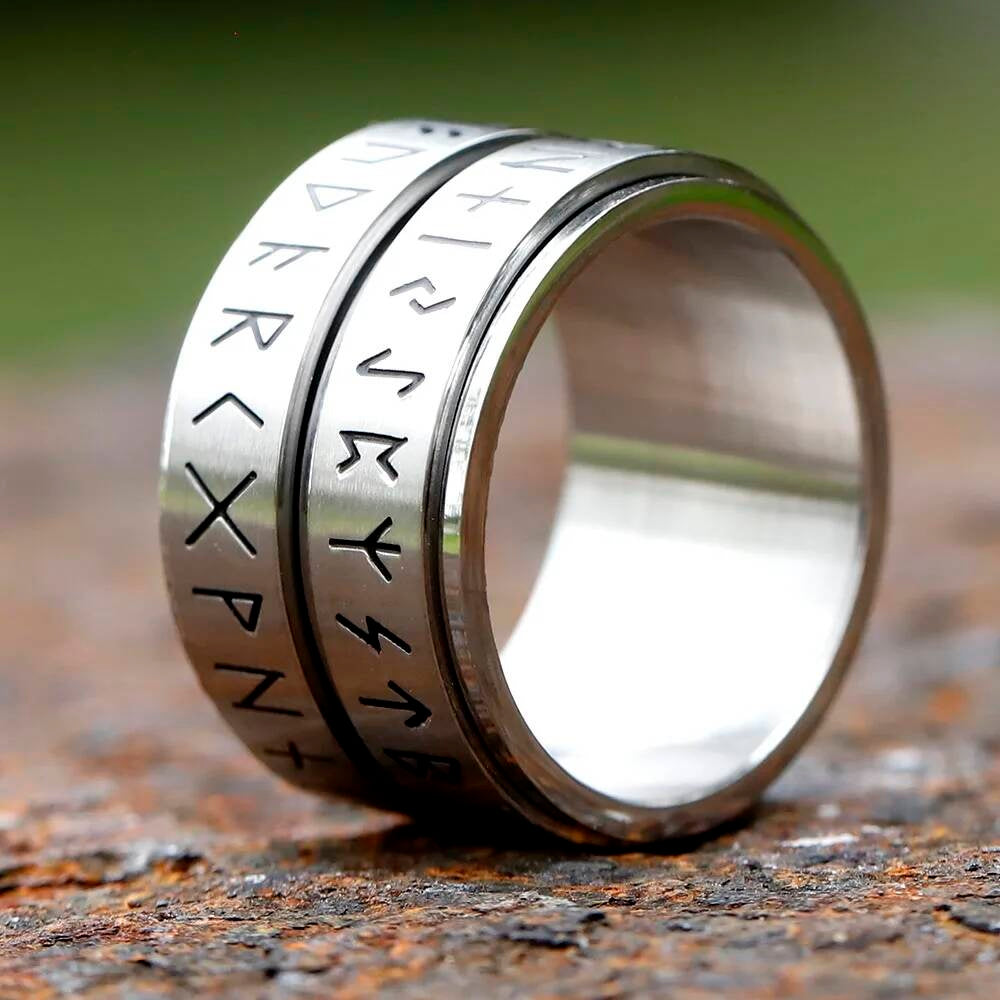 Rotatable Viking Rune Spinner Ring – 316L Stainless Steel Multicolor Band